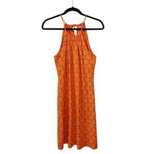 J. McLaughlin Sz Medium Maria Orange  Halter Dress Cruise Beach Vacation Stretch